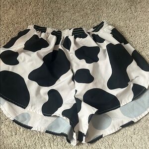 Black and White Cow Print Boa shorts